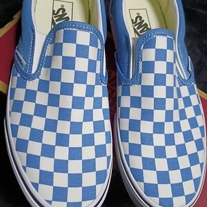 Vans Classic Slip-On Checkerboard Shoes - Blue